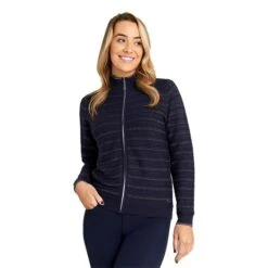 Ladies Ginny Lined Cardigan Navy - Silver -Women's Golf Fashion - Green Lamb P AG21897GREENLAMBCARDIGANNAVYSILVERLADIES 2 L