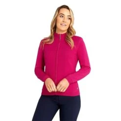 Ladies Gene Lined Cardigan Cerise -Women's Golf Fashion - Green Lamb P AG21898GREENLAMBCARDIGANCERISELADIES 2 L