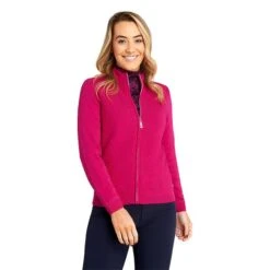 Ladies Gene Lined Cardigan Cerise -Women's Golf Fashion - Green Lamb P AG21898GREENLAMBCARDIGANCERISELADIES 5 L