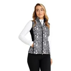 Ladies Giselle Quilted Gilet Snakeskin Black -Women's Golf Fashion - Green Lamb P AG21899GREENLAMBGILETSNAKESKINBLACKLADIES 4 L
