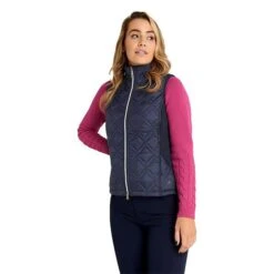 Ladies Gerry Quilted Gilet Navy -Women's Golf Fashion - Green Lamb P AG21900GREENLAMBGILETNAVYLADIES 4 L