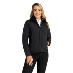 Ladies Georgia Padded Jacket Black -Women's Golf Fashion - Green Lamb P AG21902GREENLAMBJACKETBLACKLADIES 3 L