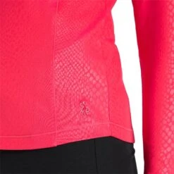 Ladies Kennedy Snakeskin Zip Neck Top Deep Pink -Women's Golf Fashion - Green Lamb P AG22942GREENLAMBTOPDEEPPINKLADIES 5 L
