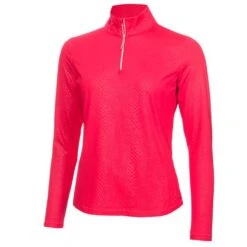 Ladies Kennedy Snakeskin Zip Neck Top Deep Pink