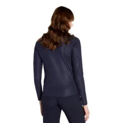 Ladies Kennedy Snakeskin Zip Neck Top Navy -Women's Golf Fashion - Green Lamb P AG22942GREENLAMBTOPNAVYLADIES 6 L