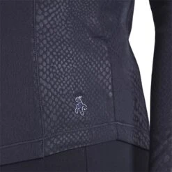 Ladies Kennedy Snakeskin Zip Neck Top Navy -Women's Golf Fashion - Green Lamb P AG22942GREENLAMBTOPNAVYLADIES 8 L