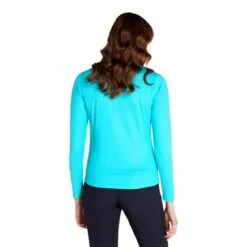 Ladies Kennedy Snakeskin Zip Neck Top Scuba Blue -Women's Golf Fashion - Green Lamb P AG22942GREENLAMBTOPSCUBABLUELADIES 3 L