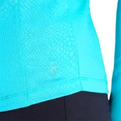 Ladies Kennedy Snakeskin Zip Neck Top Scuba Blue -Women's Golf Fashion - Green Lamb P AG22942GREENLAMBTOPSCUBABLUELADIES 5 L
