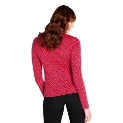 Ladies Kenza Zip Neck Jacquard Top Deep Pink -Women's Golf Fashion - Green Lamb P AG22943GREENLAMBTOPDEEPPINKLADIES 3 L