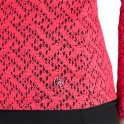 Ladies Kenza Zip Neck Jacquard Top Deep Pink -Women's Golf Fashion - Green Lamb P AG22943GREENLAMBTOPDEEPPINKLADIES 5 L