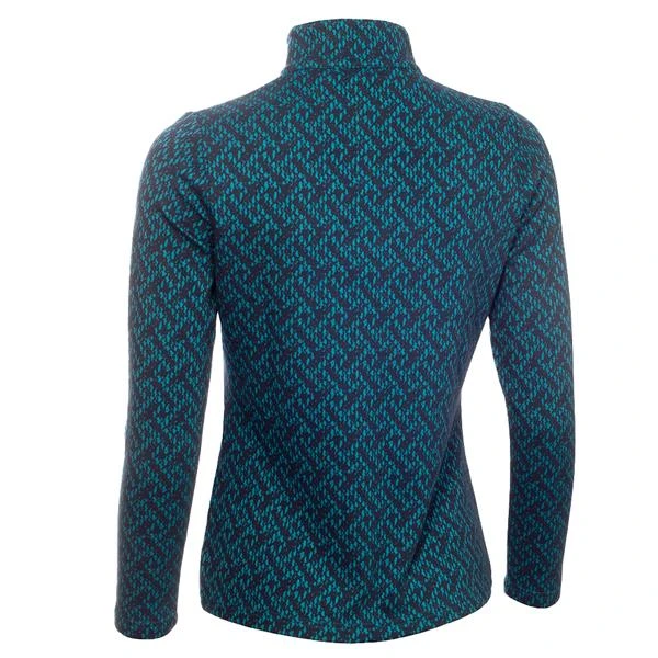 Ladies Kenza Zip Neck Jacquard Top Navy 2 Ladies Kenza Zip Neck Jacquard Top Navy - Image 2