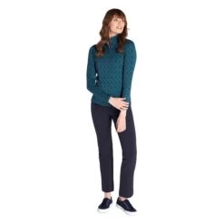 Ladies Kenza Zip Neck Jacquard Top Navy 10 Ladies Kenza Zip Neck Jacquard Top Navy -Women's Golf Fashion - Green Lamb P AG22943GREENLAMBTOPNAVYLADIES 4 L