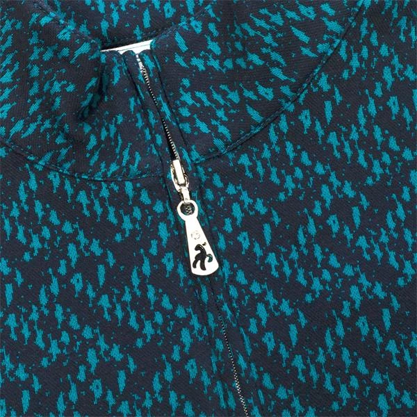 Ladies Kenza Zip Neck Jacquard Top Navy 6 Ladies Kenza Zip Neck Jacquard Top Navy - Image 6