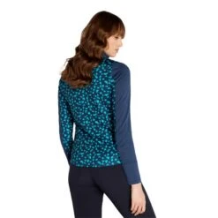 Ladies Khloe Printed Zip Neck Top Flake Navy -Women's Golf Fashion - Green Lamb P AG22944GREENLAMBTOPFLAKENAVYLADIES 3 L