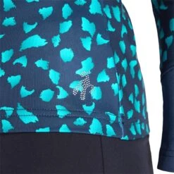 Ladies Khloe Printed Zip Neck Top Flake Navy -Women's Golf Fashion - Green Lamb P AG22944GREENLAMBTOPFLAKENAVYLADIES 5 L