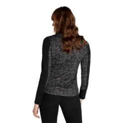 Ladies Khloe Printed Zip Neck Top Petal Black -Women's Golf Fashion - Green Lamb P AG22944GREENLAMBTOPPETALBLACKLADIES 3 L