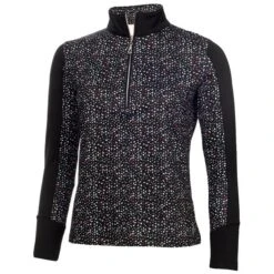 Ladies Khloe Printed Zip Neck Top Petal Black