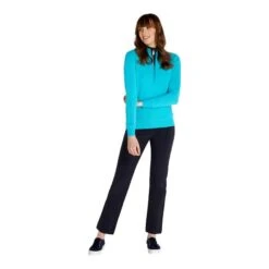 Ladies Kristian Lined Zip Neck Sweater Scuba Blue -Women's Golf Fashion - Green Lamb P AG22946GREENLAMBSWEATERSCUBABLUELADIES 5 L