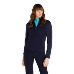 Ladies Kira Full Zip Hybrid Cardigan Navy -Women's Golf Fashion - Green Lamb P AG22948GREENLAMBCARDIGANNAVYLADIES 2 L