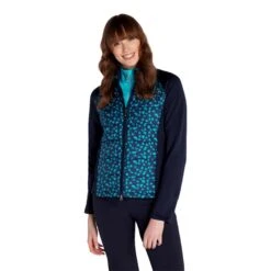 Ladies Maggie Padded Printed Jacket Flake Navy -Women's Golf Fashion - Green Lamb P AG22952GREENLAMBJACKETFLAKENAVYLADIES 4 L