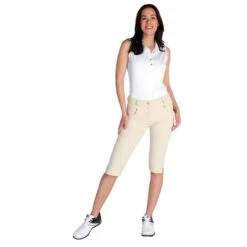 Ladies Tasha Pedal Pushers Stone 10 Ladies Tasha Pedal Pushers Stone -Women's Golf Fashion - Green Lamb P SG14301GREENLAMBPEDALSTONELADIES 3 L