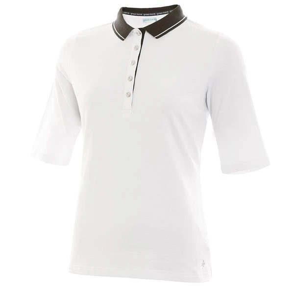Ladies Pat Jersey Club ½ Sleeve Polo Shirt White - Black 1 Ladies Pat Jersey Club ½ Sleeve Polo Shirt White - Black