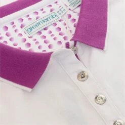 Ladies Ella Club Polo Shirt White - Violet -Women's Golf Fashion - Green Lamb P SG21860GREENLAMBSHIRTWHITEVIOLETLADIES 3 L