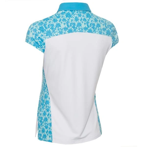 Ladies Ember Printed Panels Polo Shirt White - Botanical 2 Ladies Ember Printed Panels Polo Shirt White - Botanical - Image 2