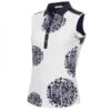 Ladies Enid Print Sleeveless Polo Shirt Dandelion