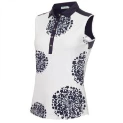 Ladies Enid Print Sleeveless Polo Shirt Dandelion