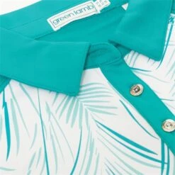 Ladies Enid Print Sleeveless Polo Shirt Palm - White 8 Ladies Enid Print Sleeveless Polo Shirt Palm - White -Women's Golf Fashion - Green Lamb P SG21866GREENLAMBSHIRTPALMWHITELADIES 6 L