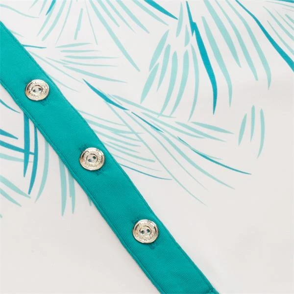 Ladies Enid Print Sleeveless Polo Shirt Palm - White 4 Ladies Enid Print Sleeveless Polo Shirt Palm - White - Image 4