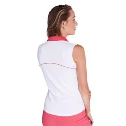 Ladies Enid Print Sleeveless Polo Shirt Triangle -Women's Golf Fashion - Green Lamb P SG21866GREENLAMBSHIRTTRIANGLELADIES 1 L