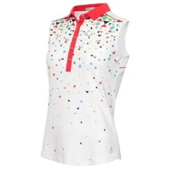 Ladies Enid Print Sleeveless Polo Shirt Triangle