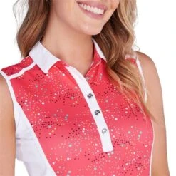 Ladies Erica Sleeveless Print Panels Polo Shirt Diamonds -Women's Golf Fashion - Green Lamb P SG21867GREENLAMBSHIRTDIAMONDSLADIES 3 L