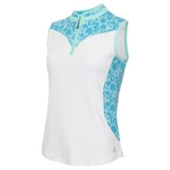 Ladies Erin Sleeveless Zip Neck Polo Shirt Botanical