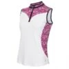 Ladies Erin Sleeveless Zip Neck Polo Shirt White - Petal