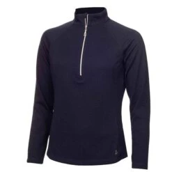 Ladies Essie Raglan Long Sleeve Zip Neck Top Navy