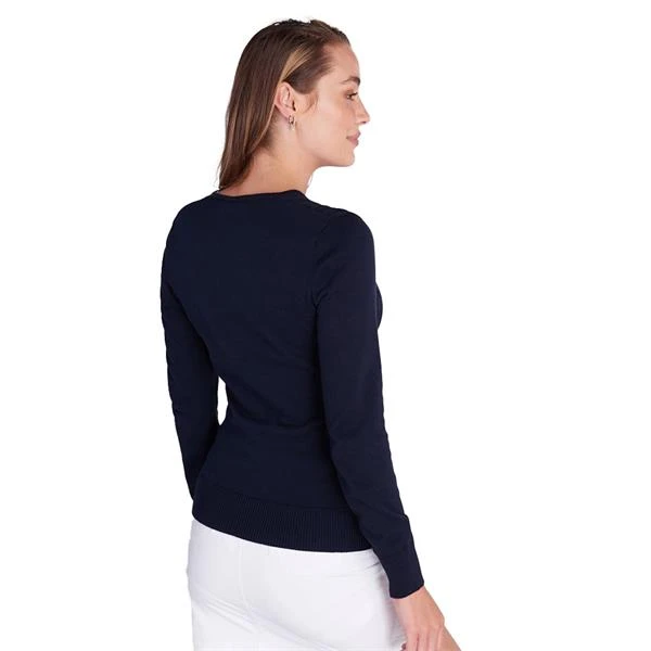 Ladies Gillian Slim Fit V-Neck Cable Sweater Navy 6 Ladies Gillian Slim Fit V-Neck Cable Sweater Navy - Image 6