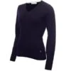 Ladies Gillian Slim Fit V-Neck Cable Sweater Navy