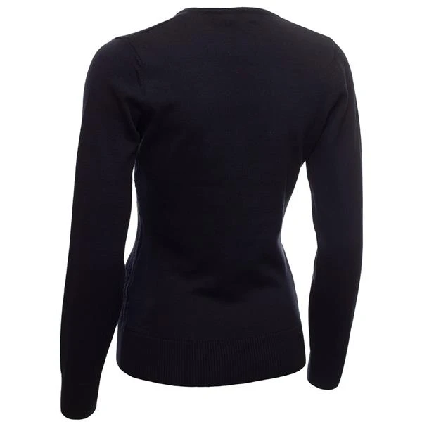 Ladies Gillian Slim Fit V-Neck Cable Sweater Navy 2 Ladies Gillian Slim Fit V-Neck Cable Sweater Navy - Image 2
