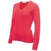 Ladies Gillian Slim Fit V-Neck Cable Sweater Strawberry