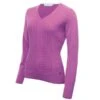 Ladies Gillian Slim Fit V-Neck Cable Sweater Violet
