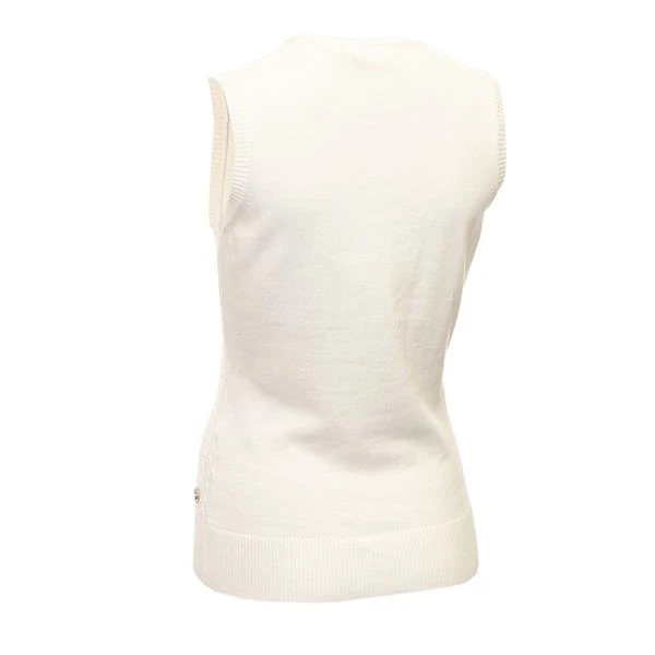 Ladies Glenda Slim Fit V-Neck Cable Slipover White 2 Ladies Glenda Slim Fit V-Neck Cable Slipover White - Image 2