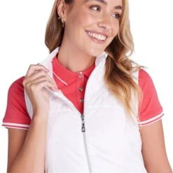 Ladies Khloe Quilted Panel Gilet White -Women's Golf Fashion - Green Lamb P SG21877GLLADIESKHLOEQUILTEDPANELGILETWHITE 2 L