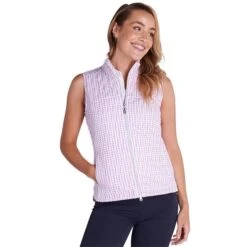 Ladies Kathleen Quilted Printed Gilet Hexagon -Women's Golf Fashion - Green Lamb P SG21879GLLADIESKATHLEENQUILTEDPRINTGILETHEXAGON L