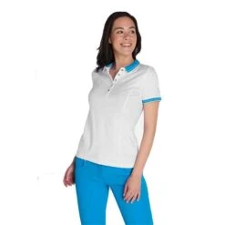 Ladies Kailynne Club Polo Shirt White Cobalt -Women's Golf Fashion - Green Lamb P SG22916GREENLAMBSHIRTWHITECOBALTLADIES 2 L