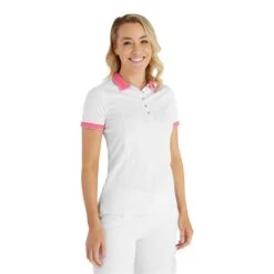Ladies Kailynne Club Polo Shirt White - Lipstick 8 Ladies Kailynne Club Polo Shirt White - Lipstick -Women's Golf Fashion - Green Lamb P SG22916GREENLAMBSHIRTWHITELIPSTICKLADIES 2 L
