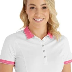 Ladies Kailynne Club Polo Shirt White - Lipstick 11 Ladies Kailynne Club Polo Shirt White - Lipstick -Women's Golf Fashion - Green Lamb P SG22916GREENLAMBSHIRTWHITELIPSTICKLADIES 5 L