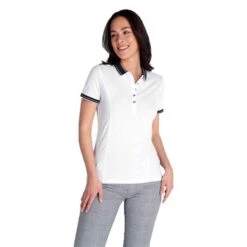 Ladies Kailynne Club Polo Shirt White Navy -Women's Golf Fashion - Green Lamb P SG22916GREENLAMBSHIRTWHITENAVYLADIES 2 L